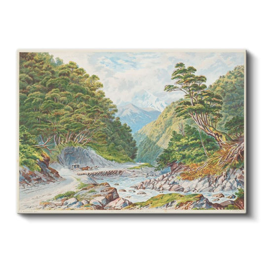 William Charles Piguenit - Dağ Nehri Manzarası Kanvas Tablo