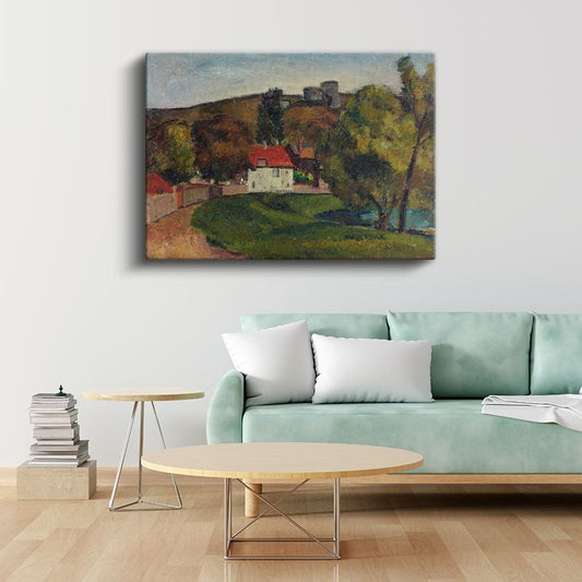 Paul Cézanne - Kırmızı Çatılı Ev Manzarası Kanvas Tablo