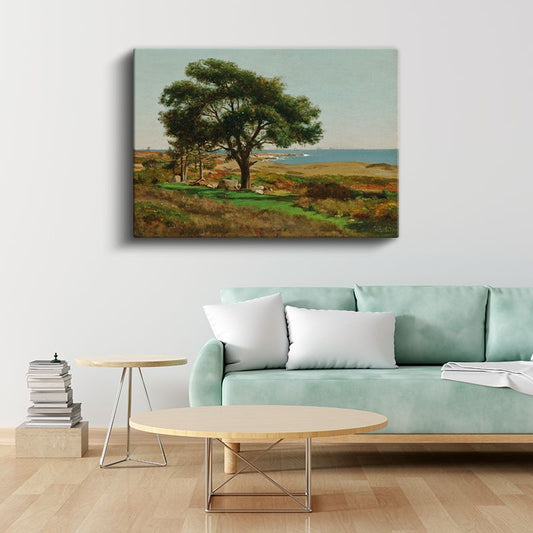 William Trost Richards - Deniz Kıyısı Meşe Ağacı Kanvas Tablo