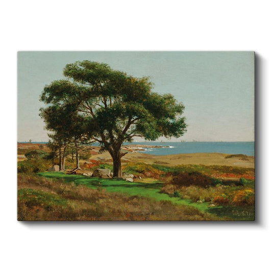William Trost Richards - Deniz Kıyısı Meşe Ağacı Kanvas Tablo