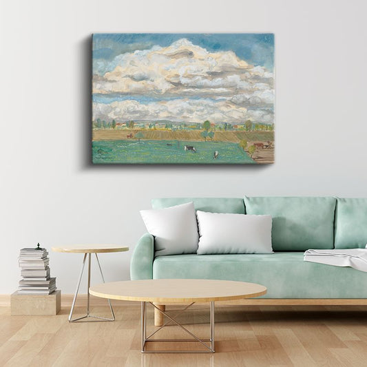 Camille Pissarro - Kırsal Manzara ve Bulutlar Kanvas Tablo