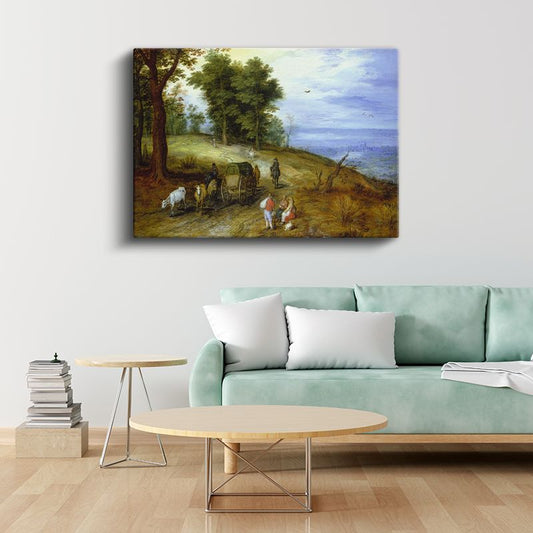 Jan Brueghel - Kırsal Yolda Yolculuk Kanvas Tablo