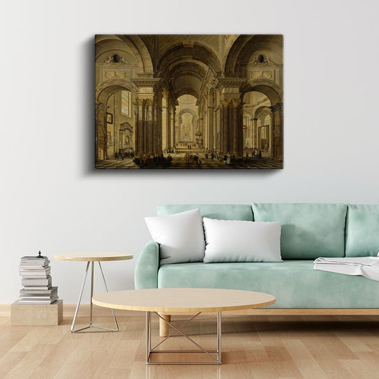 Giovanni Paolo Panini - Katedral İç Mekanı Kanvas Tablo