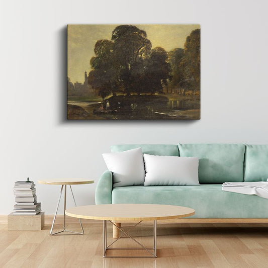 John Constable - Göl Kenarında Ağaçlar Kanvas Tablo