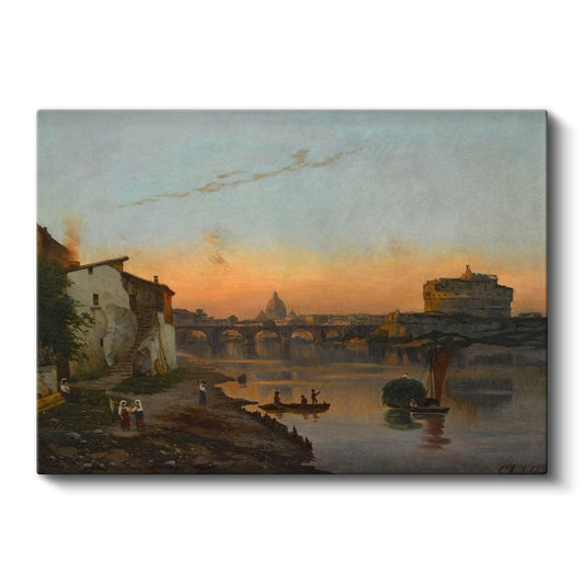 Ippolito Caffi - Roma Manzarası Kanvas Tablo