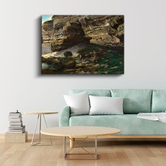 Gustave Courbet - Kayalıklar ve Geyik Kanvas Tablo