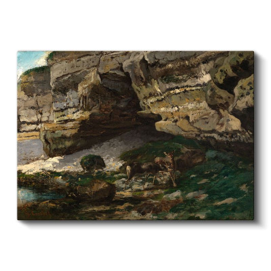 Gustave Courbet - Kayalıklar ve Geyik Kanvas Tablo