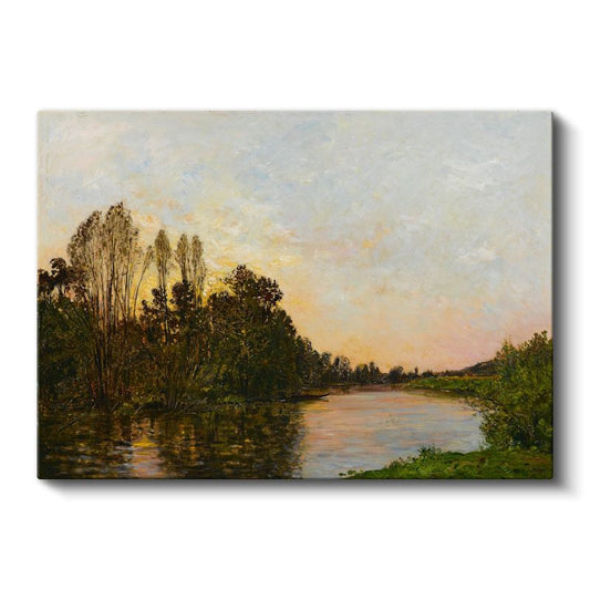 Charles-François Daubigny - Nehir Kıyısında Günbatımı Kanvas Tablo