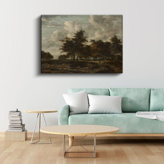 Jacob van Ruisdael - Ağaçlık Manzara Kanvas Tablo