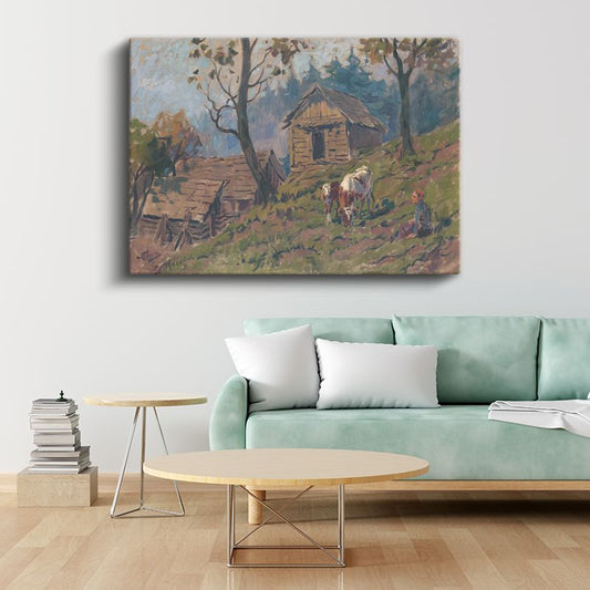 Jean-François Millet - Çiftlik Evi Kanvas Tablo