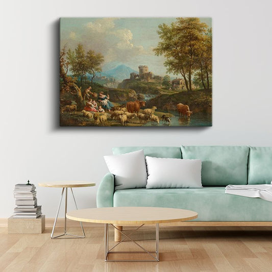 Nicolas Poussin - Pastoral Manzara Kanvas Tablo
