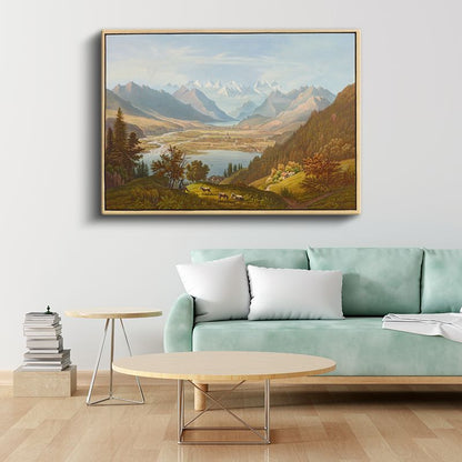 Albert Bierstadt - Alp Dağları Manzarası Kanvas Tablo