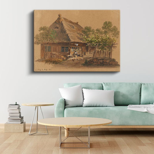 Jean-Baptiste-Camille Corot - Köy Evi Kanvas Tablo