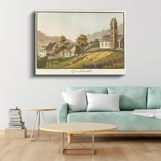 Samuel Birmann - Grindelwald Manzarası Kanvas Tablo