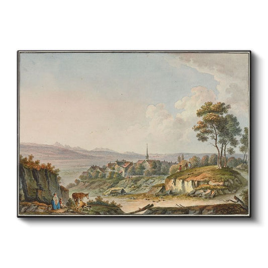 Johann Jakob Meyer - Kırsal Köy Manzarası Kanvas Tablo