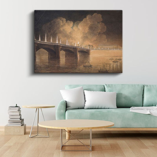 Joseph Mallord William Turner - Londra Köprüsü Gece Görünümü Kanvas Tablo