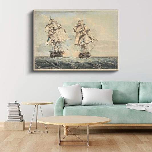 Nicholas Pocock - Deniz Savaşı Kanvas Tablo