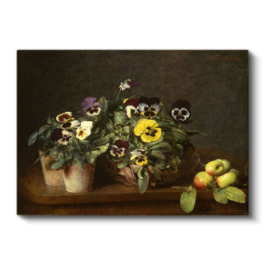 Henri Fantin-Latour - Hercai Menekşeler ve Elmalar Kanvas Tablo