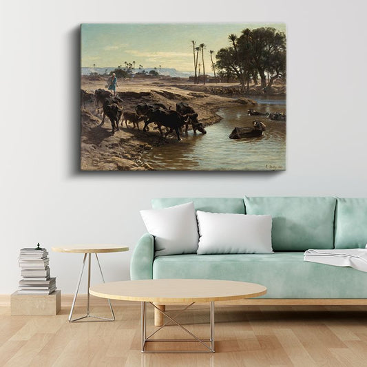 Léon Belly - Nil Kıyısında Kanvas Tablo