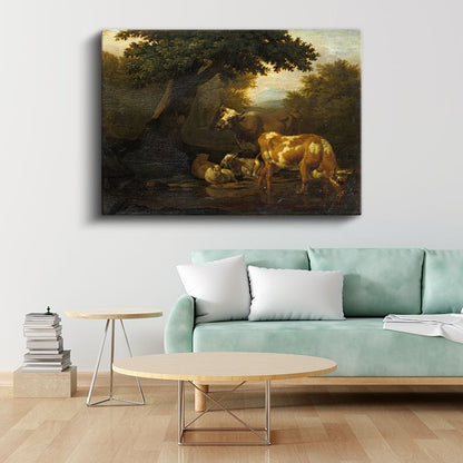 Aelbert Cuyp - Nehir Kenarında Sığırlar Kanvas Tablo