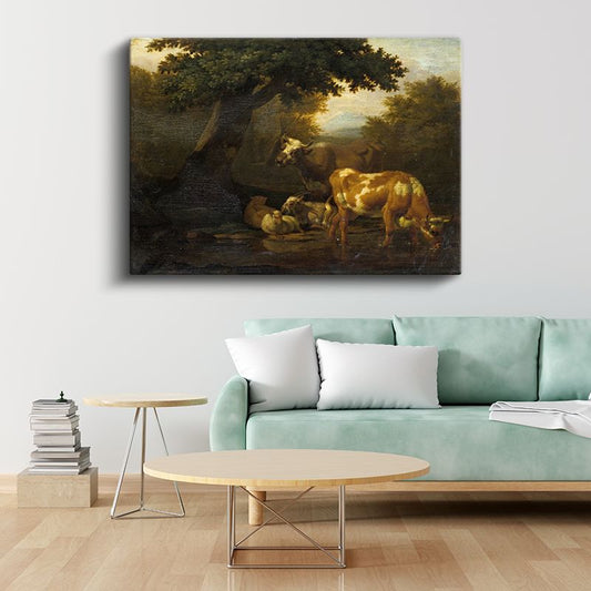 Aelbert Cuyp - Nehir Kenarında Sığırlar Kanvas Tablo