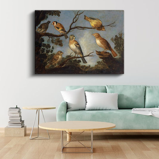 Francis Barlow - Ağaç Dallarındaki Kuşlar Kanvas Tablo