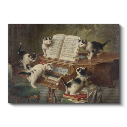 Carl Reichert - Piyano Başındaki Kediler Kanvas Tablo