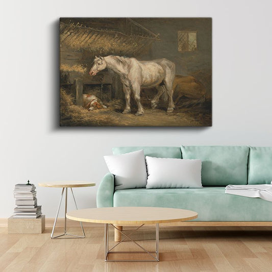 Rosa Bonheur - Ahırdaki Beyaz At Kanvas Tablo