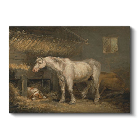 Rosa Bonheur - Ahırdaki Beyaz At Kanvas Tablo