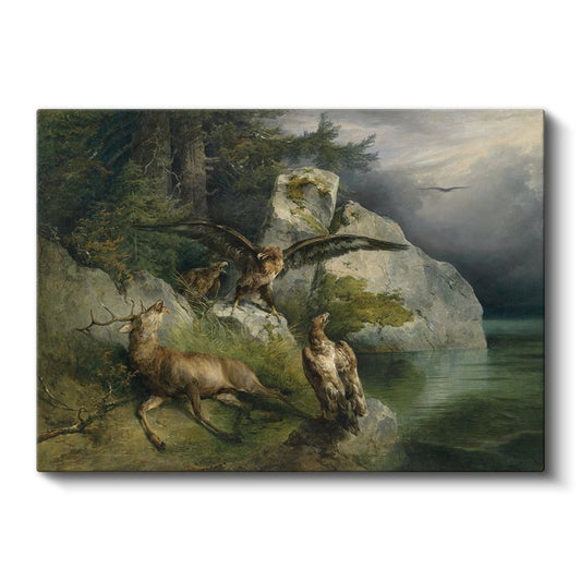 Anonim - Geyik ve Kartallar Kanvas Tablo