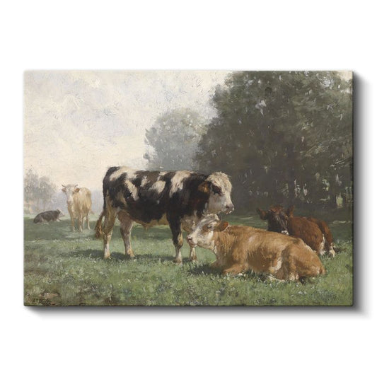 Anonim - Çayırdaki İnekler Kanvas Tablo