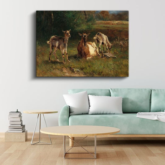 Anonim - Otlaktaki Keçiler Kanvas Tablo