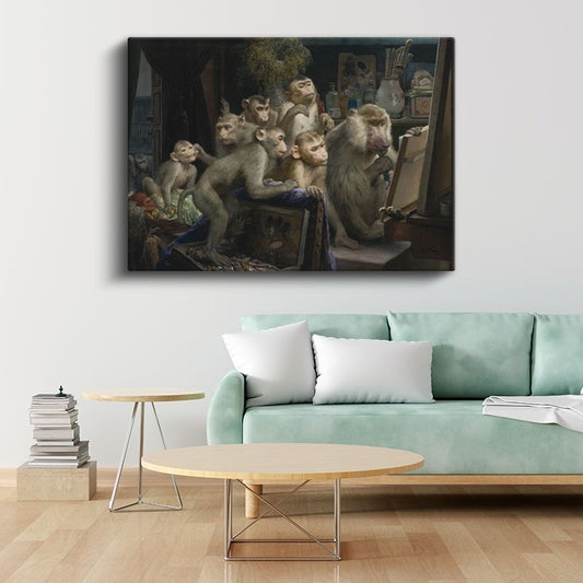 Gabriel von Max - Maymun Eleştirmenler Kanvas Tablo