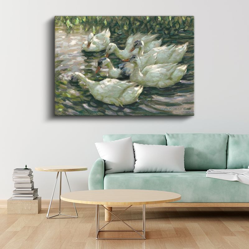 Alexander Koester - Göldeki Beyaz Ördekler Kanvas Tablo
