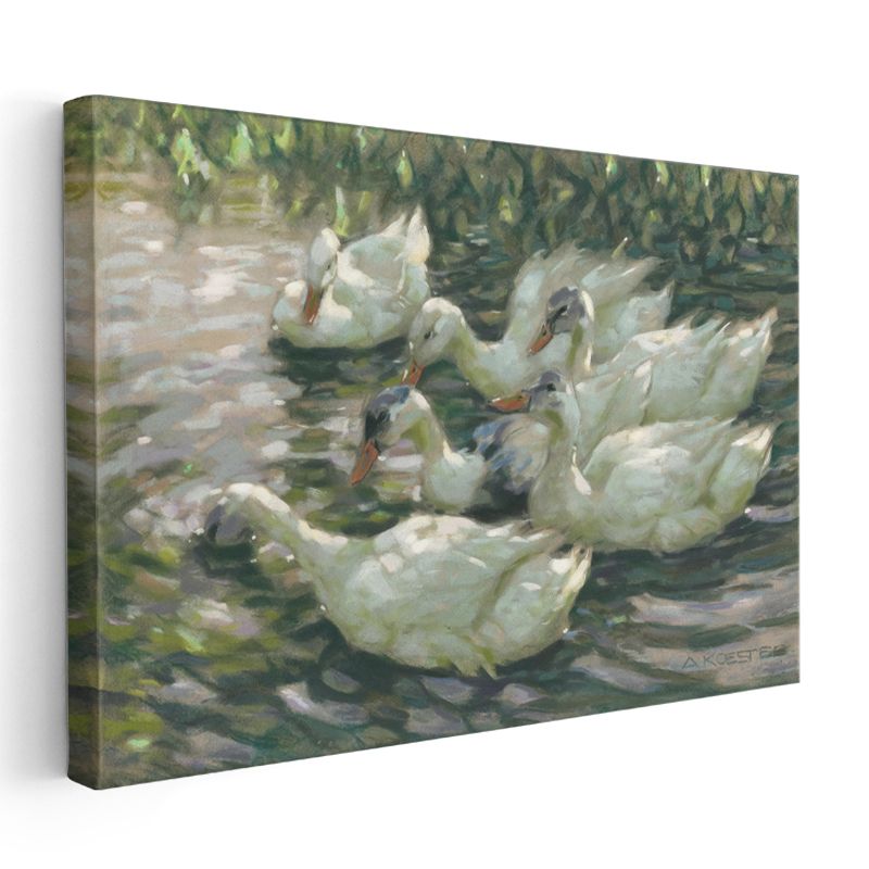 Alexander Koester - Göldeki Beyaz Ördekler Kanvas Tablo