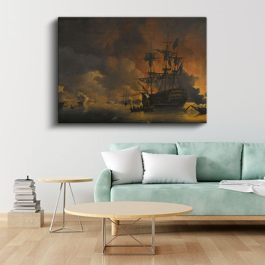 Joseph Mallord William Turner - Deniz Savaşı Kanvas Tablo