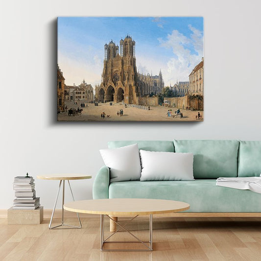 Domenico Quaglio - Reims Katedrali Kanvas Tablo