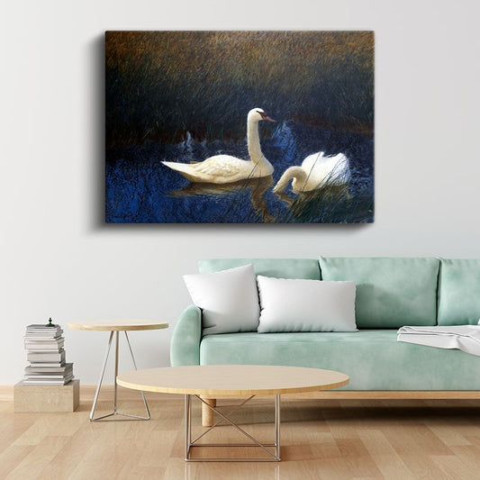 Bruno Liljefors - Swans Kanvas Tablo