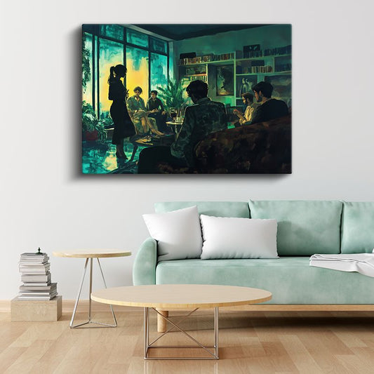 Jeremy Mann - Yeşil Oda Sohbeti Kanvas Tablo