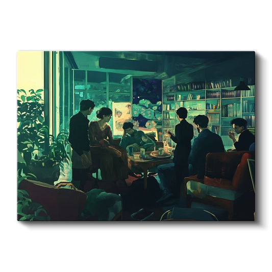 Jeremy Mann - Kitaplıklı Salon Kanvas Tablo