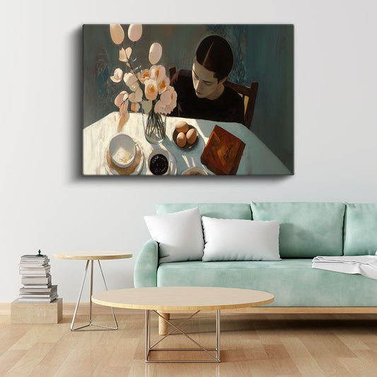 Michaël Borremans - Kahvaltı Masası Kanvas Tablo