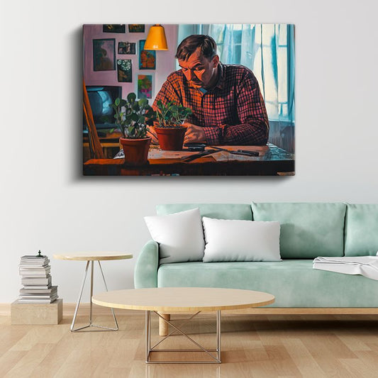 Daniil Antropov - Bitkilerle Çalışan Adam Kanvas Tablo