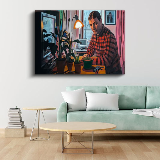 Daniil Antropov - Çiçek Yetiştiren Adam Kanvas Tablo