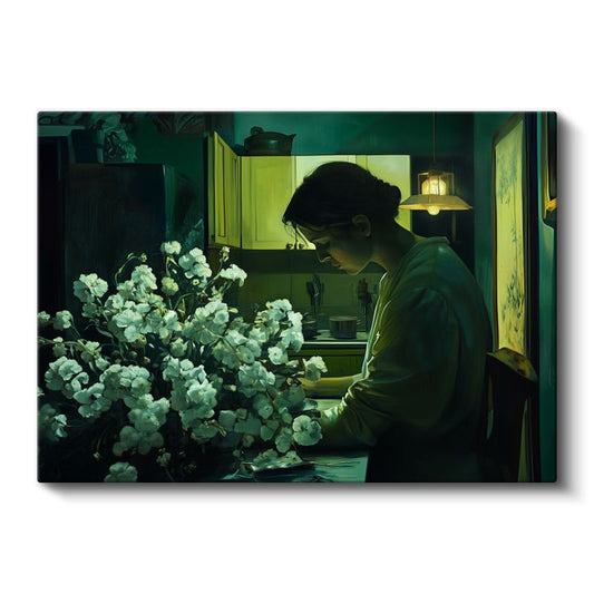 Olga Suvorova - Çiçeklerle Kadın Kanvas Tablo