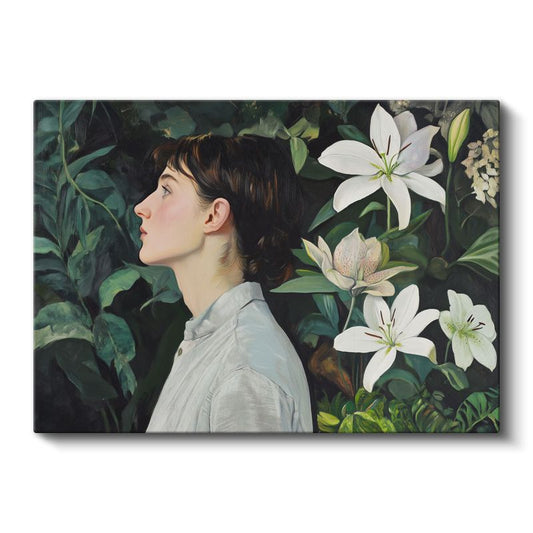 Serge Marshennikov - Zambaklar ve Kadın Kanvas Tablo