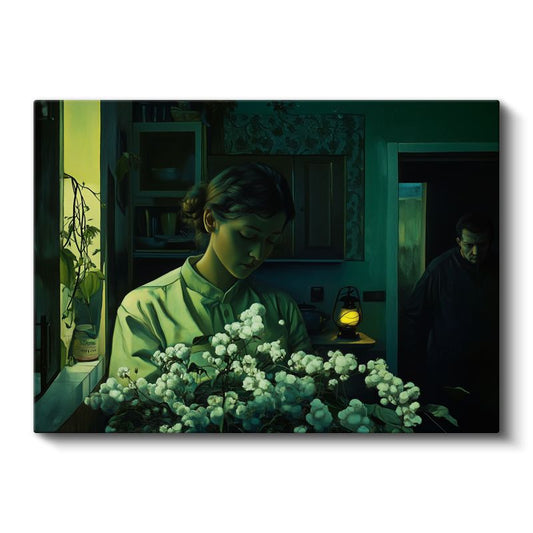 Midjourney - Çiçekli Genç Kanvas Tablo