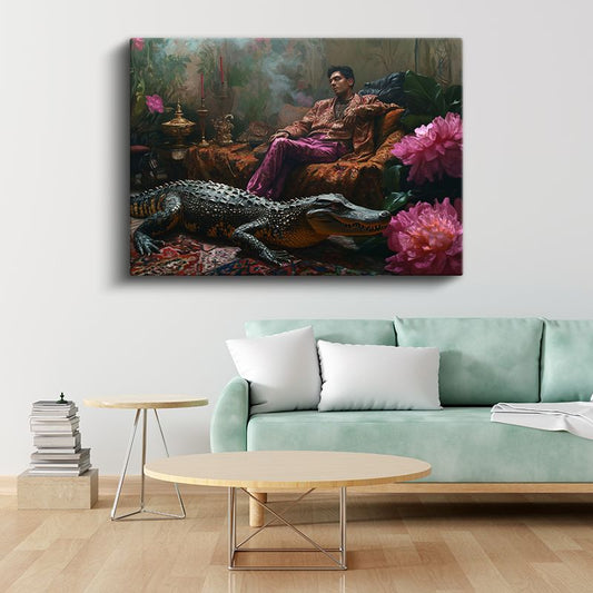 Midjourney - Timsahlı Oda Kanvas Tablo