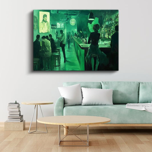 Midjourney - Yeşil Bar Kanvas Tablo