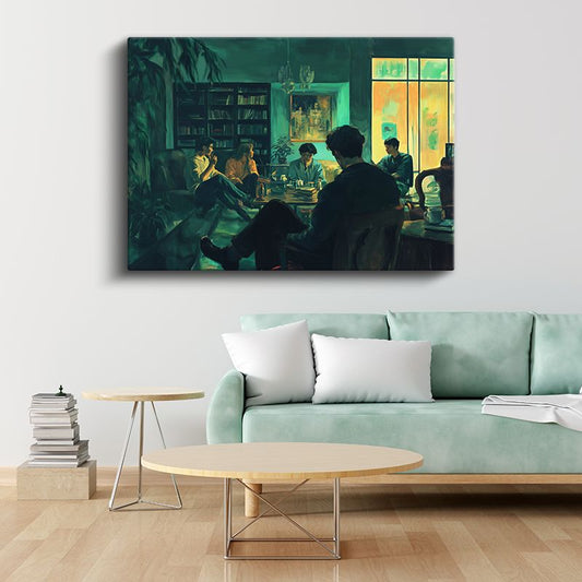 Midjourney - Gece Toplantısı Kanvas Tablo