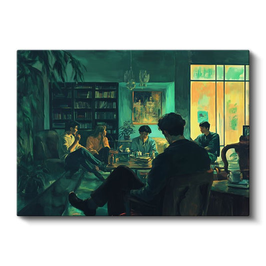 Midjourney - Gece Toplantısı Kanvas Tablo
